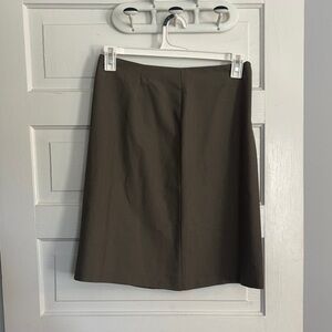Vintage Classic Olive Brown Women's Skirt with Pleated detail
On side